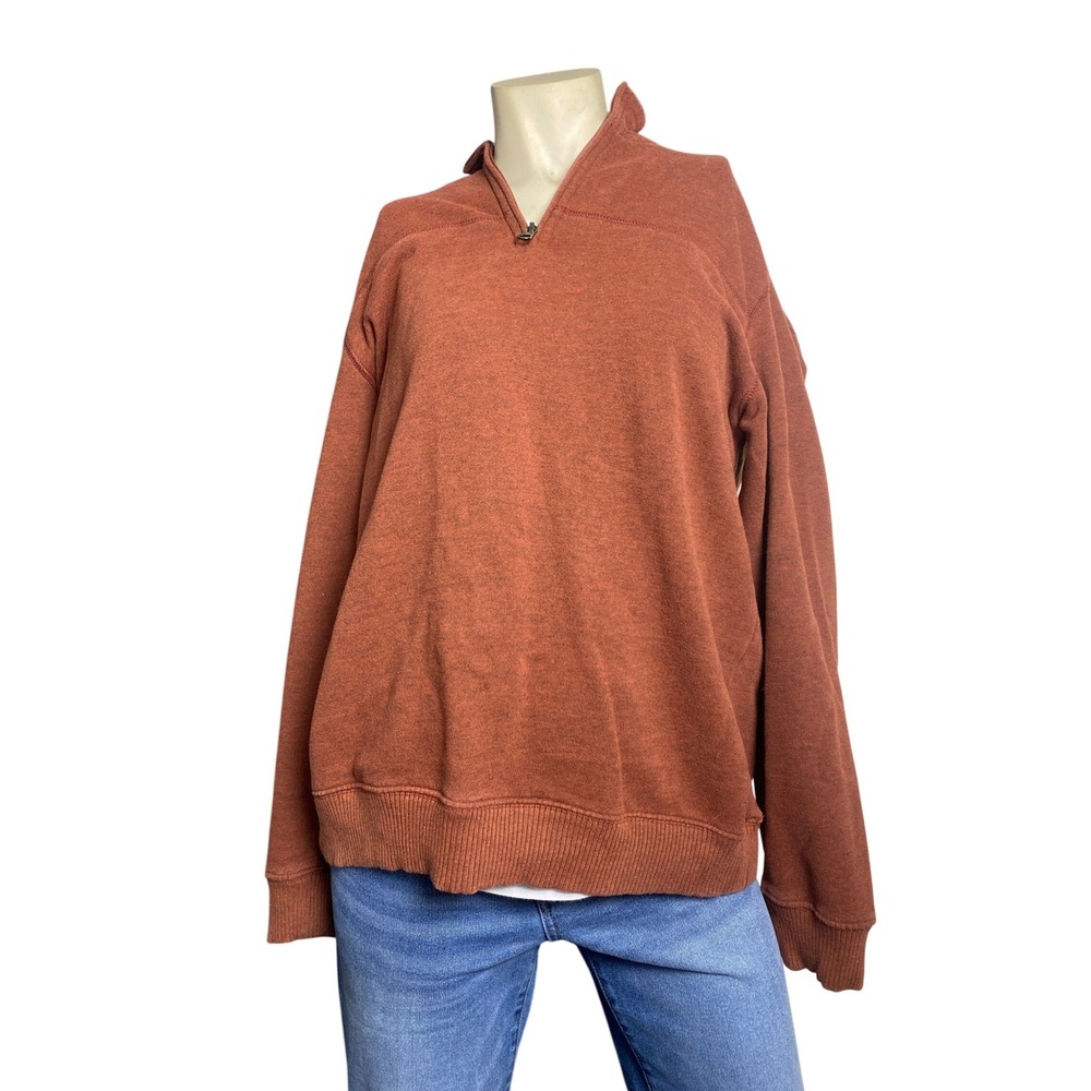 Arrow USA 1851‎ Mens L Brown Quarter Zip Pullover Sweatshirt Fleece